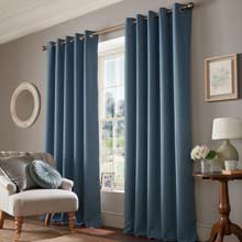 Laura Ashley Stephanie Dark Seaspray Eyelet Curtains
