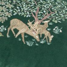 The Original Morris & Co Brook embroidered Velvet Cushion Forest Green 