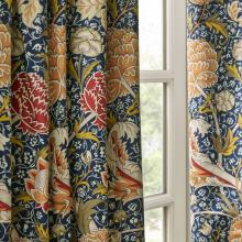 The Original Morris & Co Cray Floral Velvet Curtains Indigo / Berry
