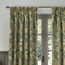 The Original Morris & Co Cray Floral Velvet Curtains Sage / Sunflower