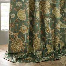 The Original Morris & Co Cray Floral Velvet Curtains Sage / Sunflower