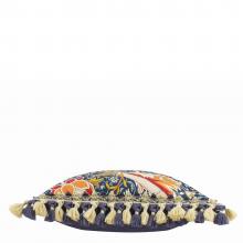 The Original Morris & Co Cray Tasselled Velvet Cushion Indigo / Berry