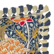 The Original Morris & Co Cray Tasselled Velvet Cushion Indigo / Berry