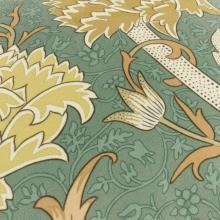 The Original Morris & Co Cray Tasselled Velvet Cushion Sage / Sunflower