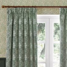 The Original Morris & Co Marigold Floral Jacquard Curtains Leaf Green