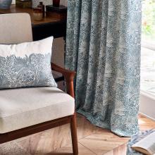 The Original Morris & Co Marigold Embroidered Cushion Indigo