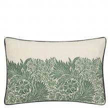 The Original Morris & Co Marigold Embroidered Cushion Leaf Green