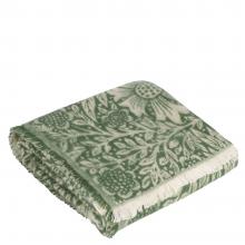 The Original Morris & Co Marigold Jacquard Throw Leaf Green