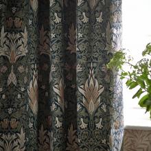 The Original Morris & Co Snakeshead Jacquard Chenille Curtains Indigo / Leaf