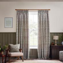 The Original Morris & Co Strawberry Thief Jacquard Floral Curtains Biscuit