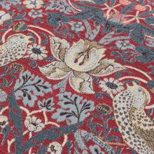 The Original Morris & Co Strawberry Thief Piped Jacquard Cushion Berry