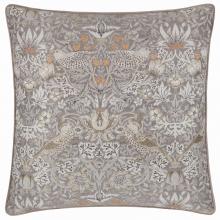 The Original Morris & Co Strawberry Thief Piped Jacquard Cushion Biscuit