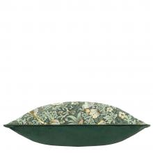 The Original Morris & Co Strawberry Thief Piped Jacquard Cushion Forest Green