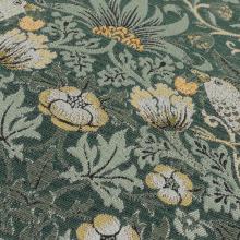 The Original Morris & Co Strawberry Thief Piped Jacquard Cushion Forest Green