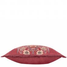 The Original Morris & Co Strawberry Thief Embroidered Velvet Cushion Berry
