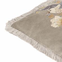 The Original Morris & Co Strawberry Thief Embroidered Velvet Cushion Biscuit