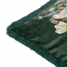 The Original Morris & Co Strawberry Thief Embroidered Velvet Cushion Forest Green