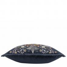 The Original Morris & Co Strawberry Thief Embroidered Velvet Cushion Indigo