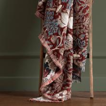 The Original Morris & Co Strawberry Thief Jacquard Throw Berry