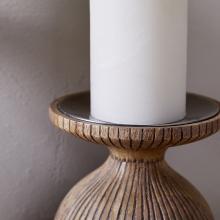 Nkuku Omari Mango Wood Candlestick - Natural