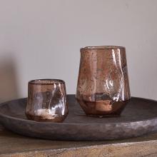 Nkuku Linora Recycled Glass Tealight Holder - Terracotta
