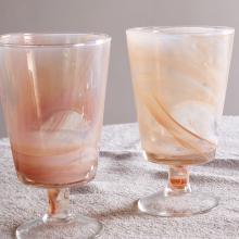 Nkuku Shirali Marble Swirl Wine Glass Apricot 