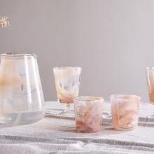 Nkuku Shirali Marble Swirl Wine Glass Apricot 