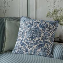 Laura Ashley Peacock Damask Cushion Dusky Seaspray