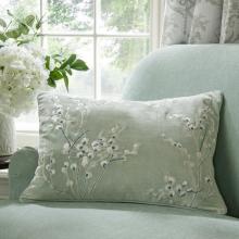 Laura Ashley Pussy Willow Embroidered Cushion Sage