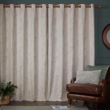 Laura Ashley Pussy Willow Truffle Natural Eyelet Curtains