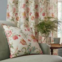 Laura Ashley Rosalind Pale Cranberry Lined Pencil Pleated Curtains