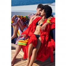 Dolce & Gabbana Casa Crosswise Jacquard Beach Towel Red