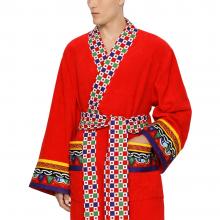 Dolce & Gabbana Casa Carretto Kimono Bathrobe with Belt Red