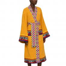Dolce & Gabbana Casa Carretto Kimono Bathrobe with Belt Yellow