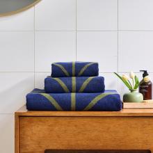 Orla Kiely Linear Stem Towels Navy & Olive