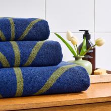 Orla Kiely Linear Stem Towels Navy & Olive