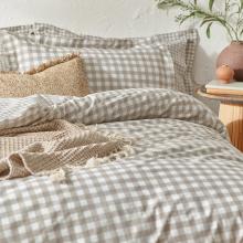 Yard Barton Gingham Check Natural Duvet Cover Set