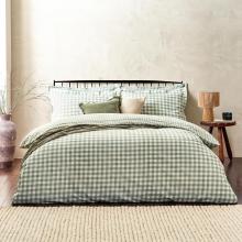 Yard Barton Gingham Check Forest Duvet Cover Set