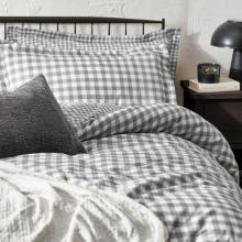 Yard Barton Gingham Check Grey Duvet Cover Set