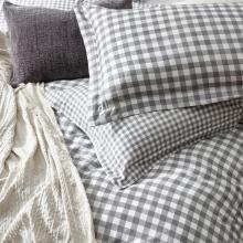Yard Barton Gingham Check Grey Duvet Cover Set