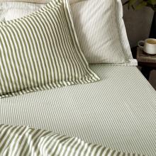Yard Hebden Olive Narrow Stripe Fitted Sheet