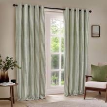 Yard Hebden Forest Green Striped Eyelet Curtains