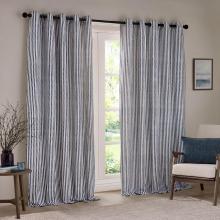 Yard Hebden Navy Striped Eyelet Curtains