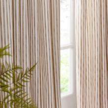 Yard Hebden Natural Striped Curtains with Header Tape