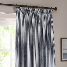 Yard Hebden Navy Striped Curtains with Header Tape
