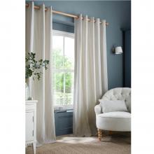 Laura Ashley Cornish Chenille Striped Eyelet Curtains Slate Blue