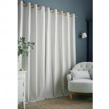 Laura Ashley Cornish Chenille Striped Eyelet Curtains Slate Blue