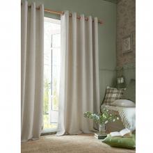 Laura Ashley Milbourne Herringbone Lined Curtains Truffle - Natural