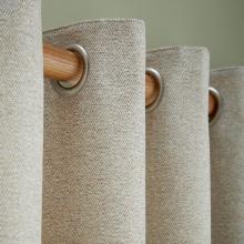 Laura Ashley Milbourne Herringbone Lined Curtains Truffle - Natural
