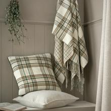 Laura Ashley Padbury Check Cushion Olive